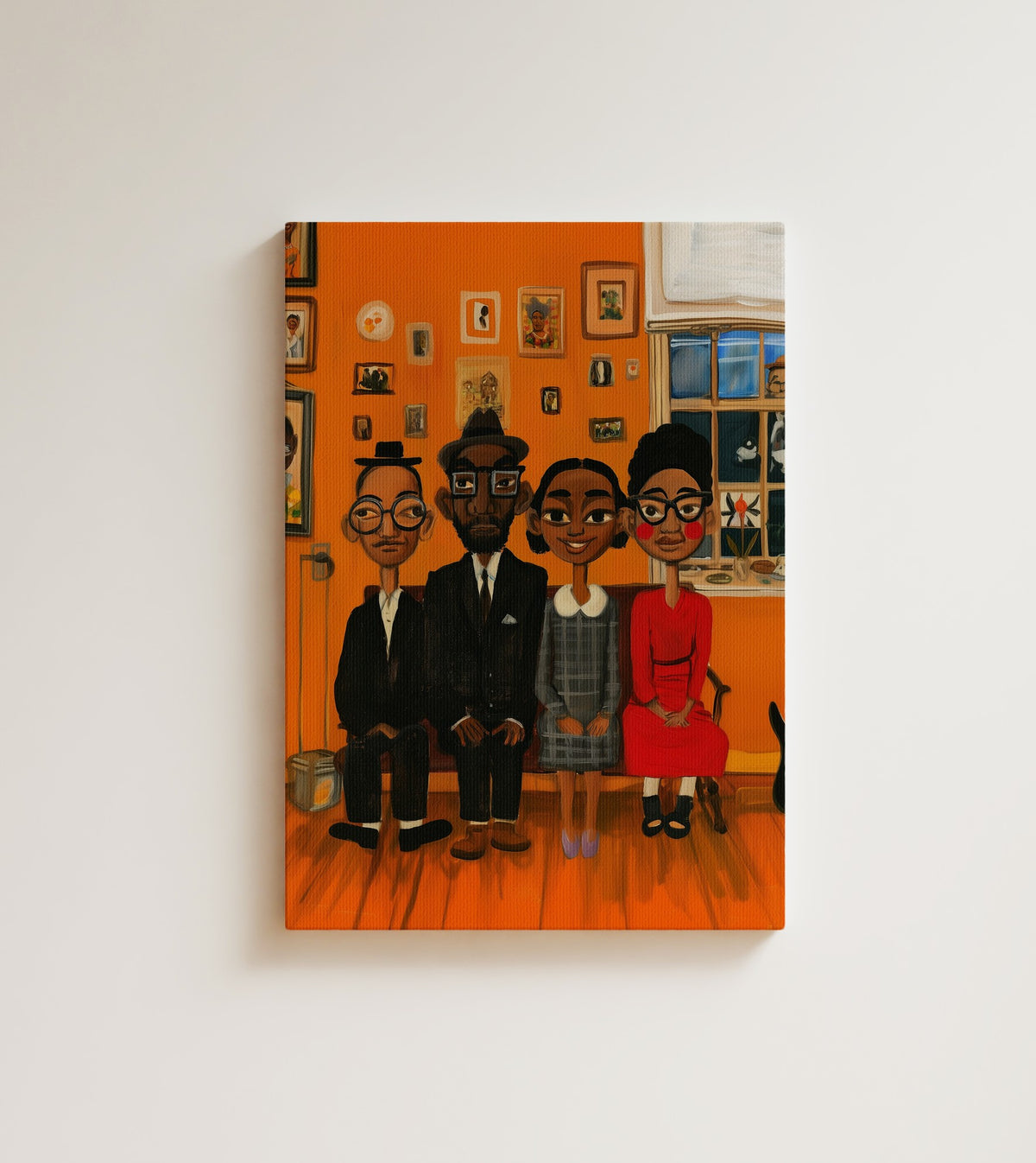 The Family Sitting: every family has one wall that tells the whole story. Canvas wall art, shown on a plain wall