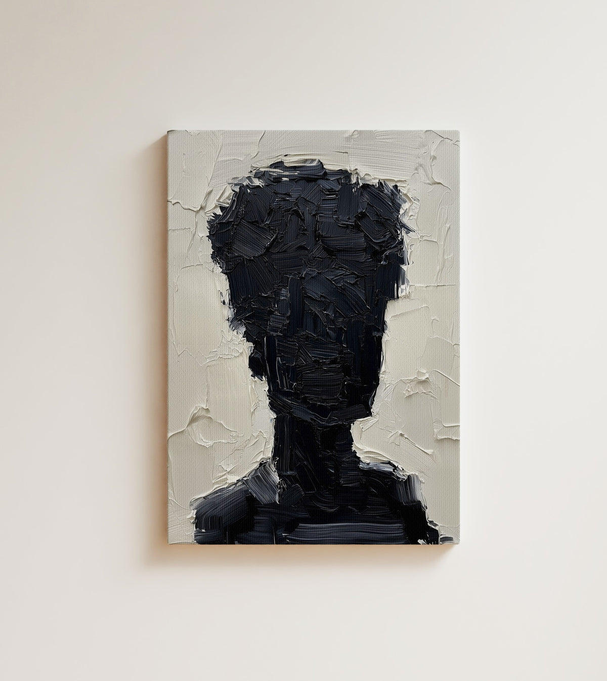 Absence: some portraits speak loudest without a single feature. Canvas wall art, shown on a plain wall