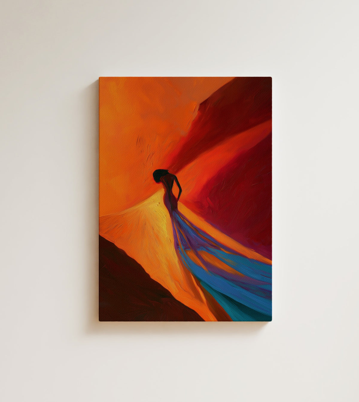 Into the Wind: some journeys are only ever walked alone. Canvas wall art, shown on a plain wall