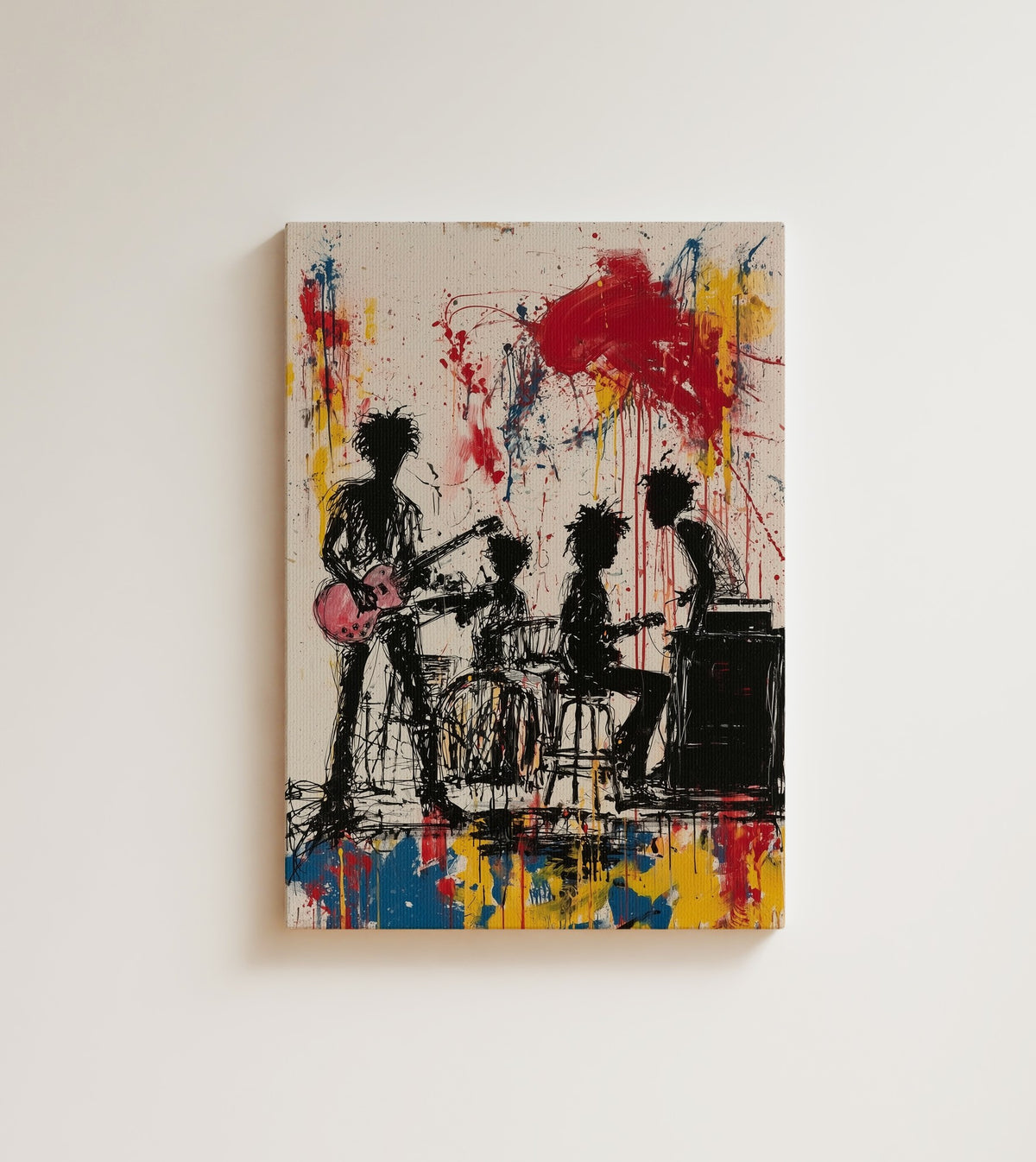 Quartet in Ink: four bars in, and the room stopped pretending it came for anything else. Canvas wall art, shown on a plain wall