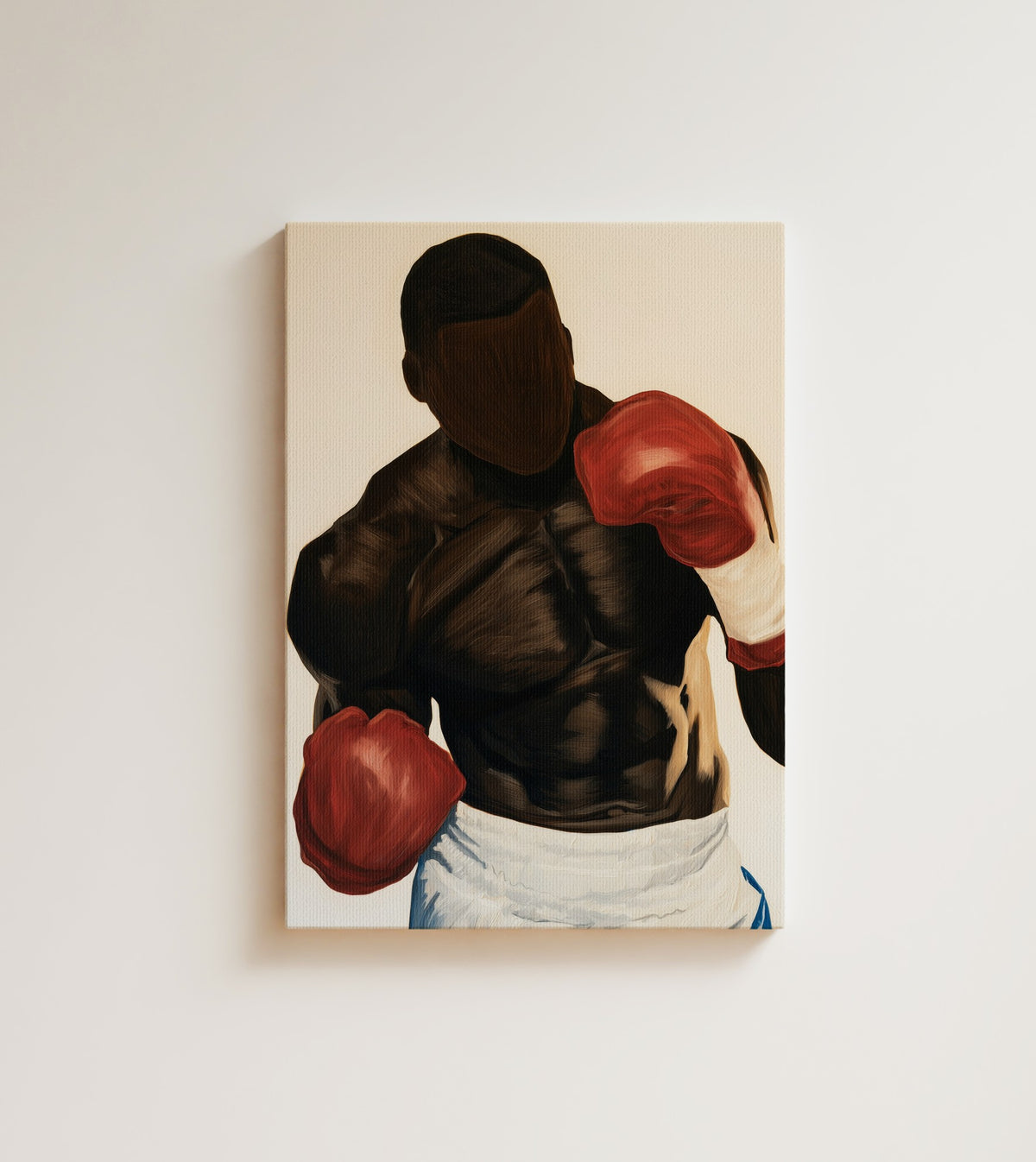 The Contender: before the bell, there is only the quiet. Canvas wall art, shown on a plain wall