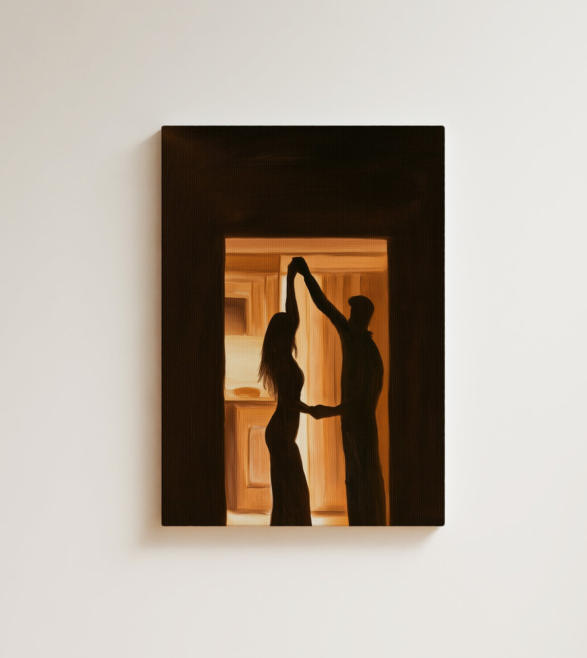 Kitchen Light: no music needed, just the light from the kitchen. Canvas wall art, shown on a plain wall
