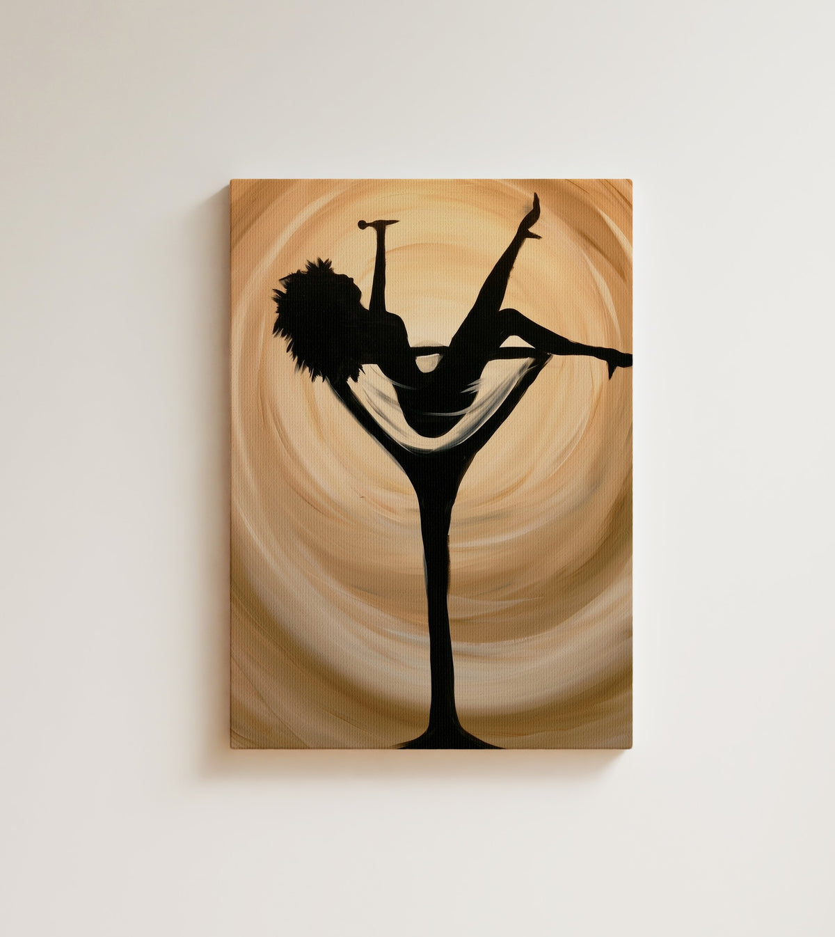 Woman in the Glass: some nights the glass is big enough to climb into. Canvas wall art, shown on a plain wall