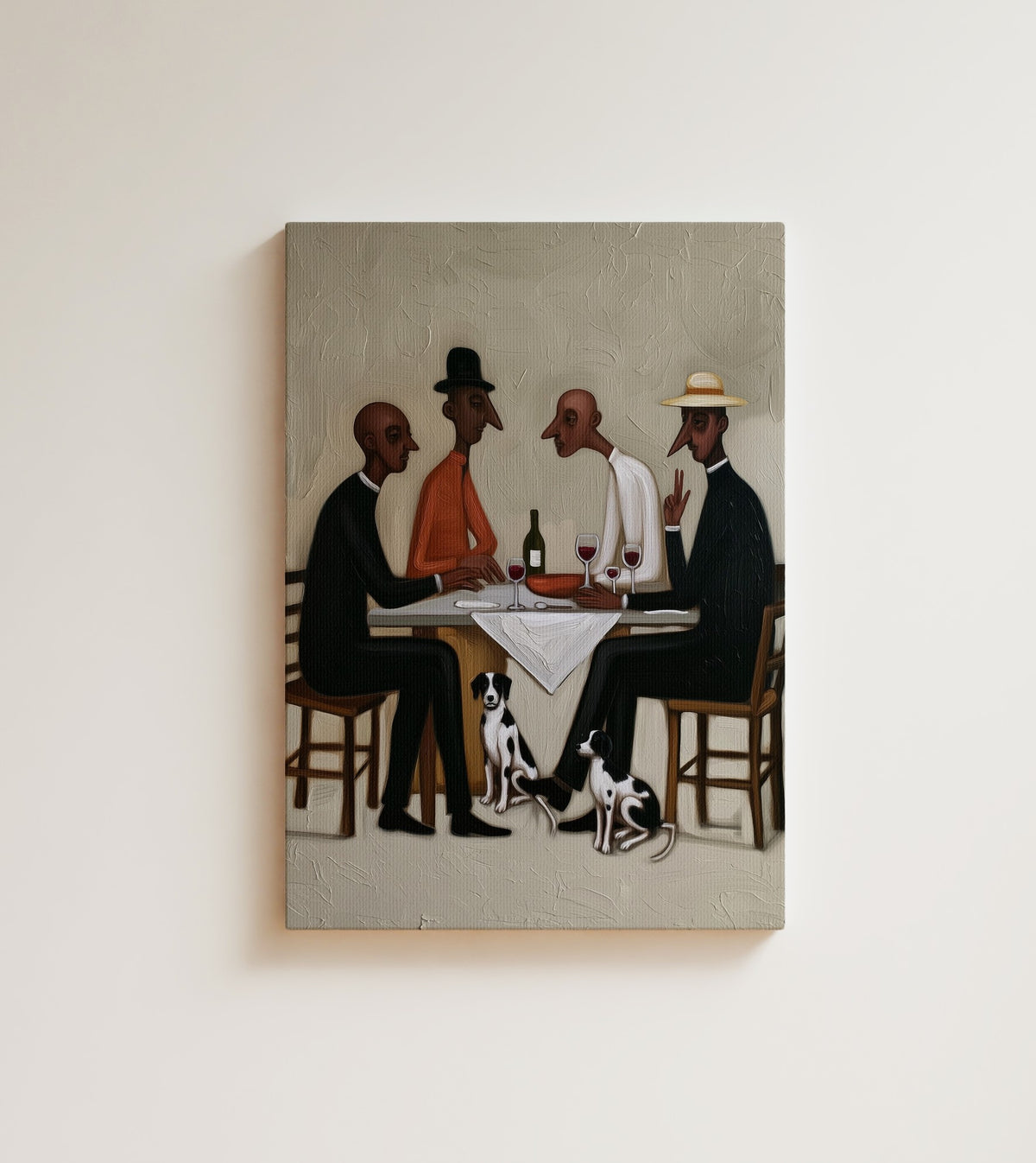 Four at the Table: four men, one bottle, and an argument nobody wants to win. Canvas wall art, shown on a plain wall
