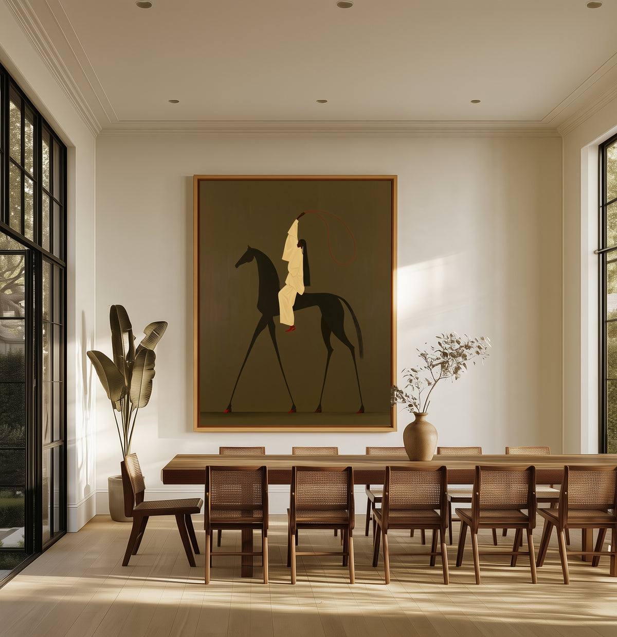 Stride canvas above an oak dining table