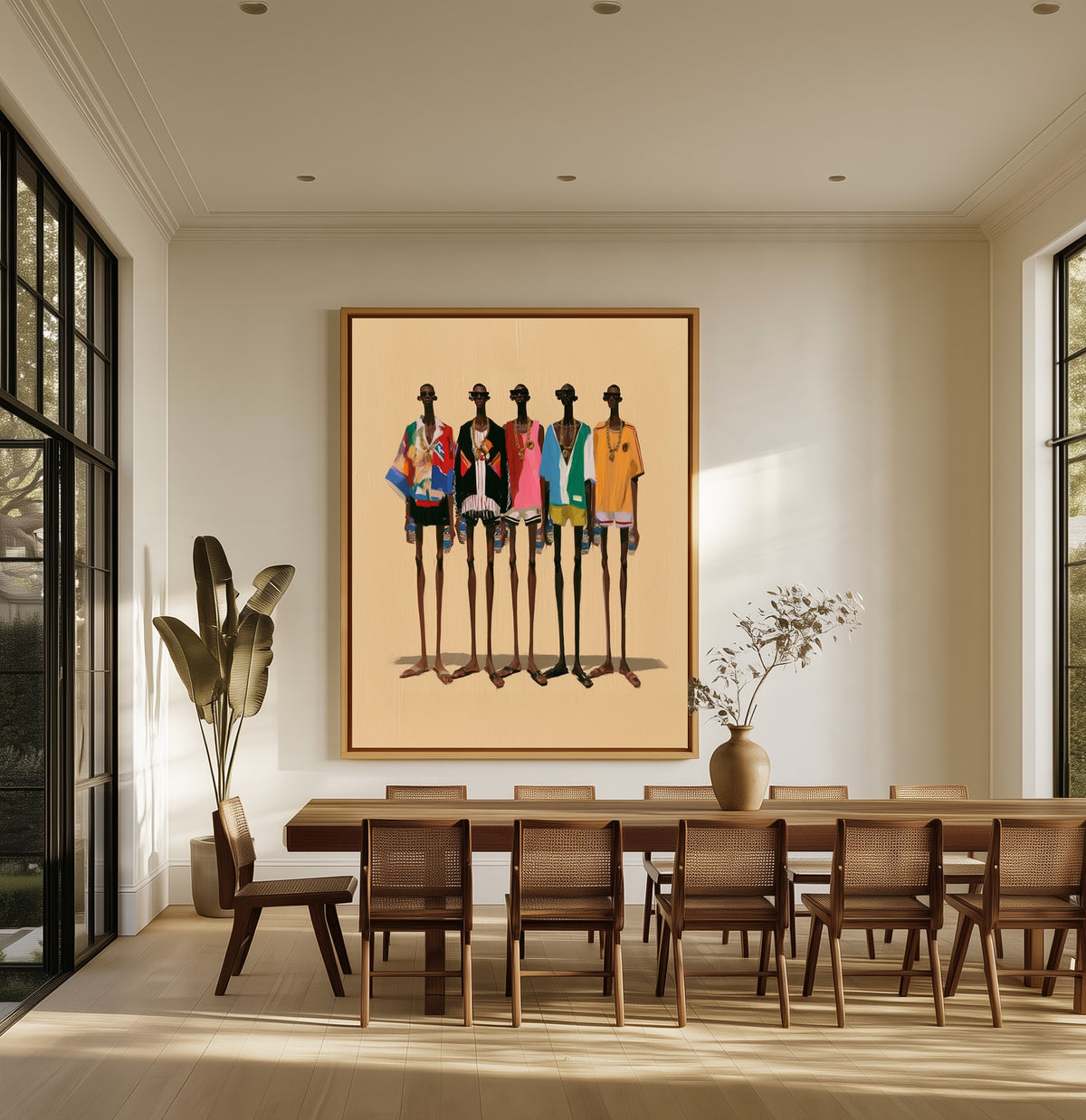 The Crew canvas above an oak dining table