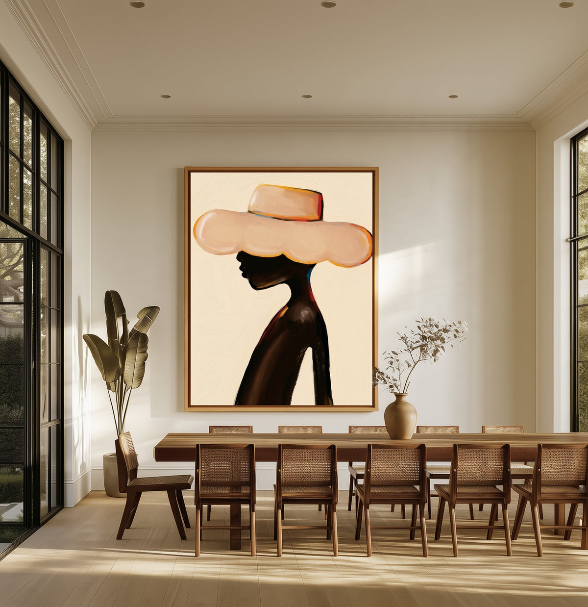 Soft Shade canvas above an oak dining table