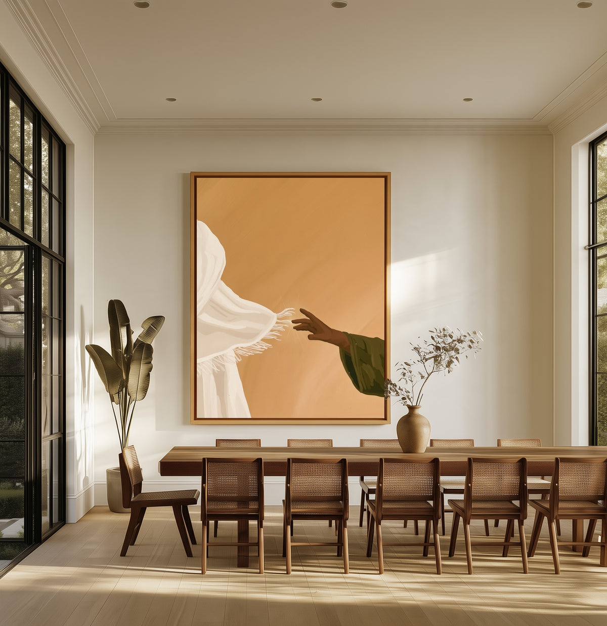 The Hem canvas above an oak dining table