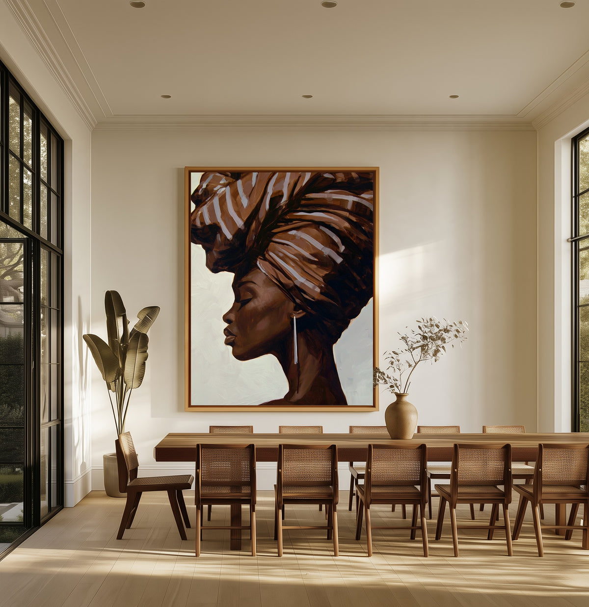 Profile in Umber canvas above an oak dining table