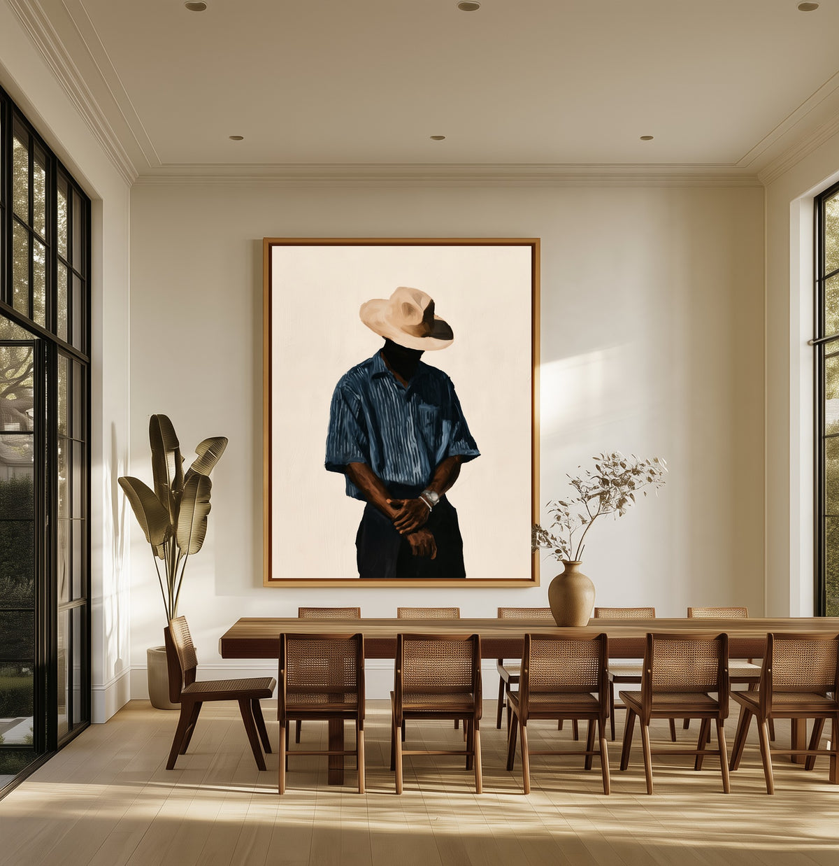 Patience canvas above an oak dining table