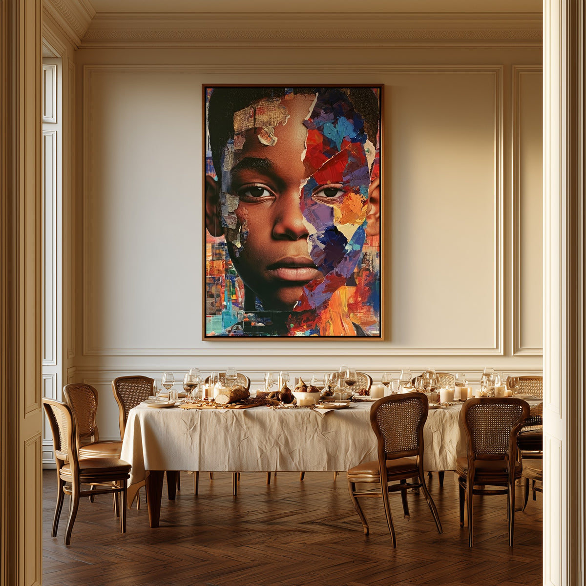 Becoming canvas above a dining table
