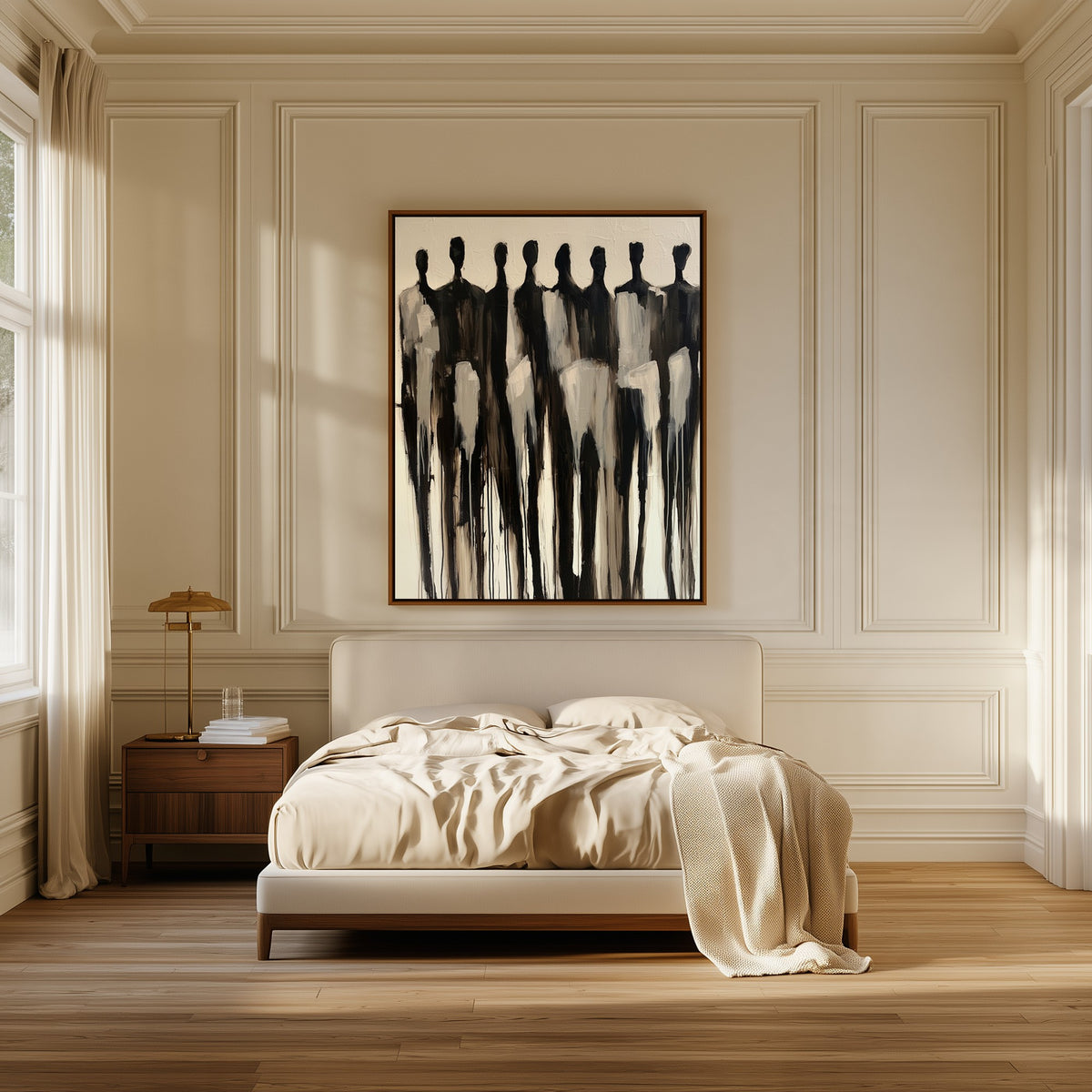 Procession canvas above the bed in a bedroom