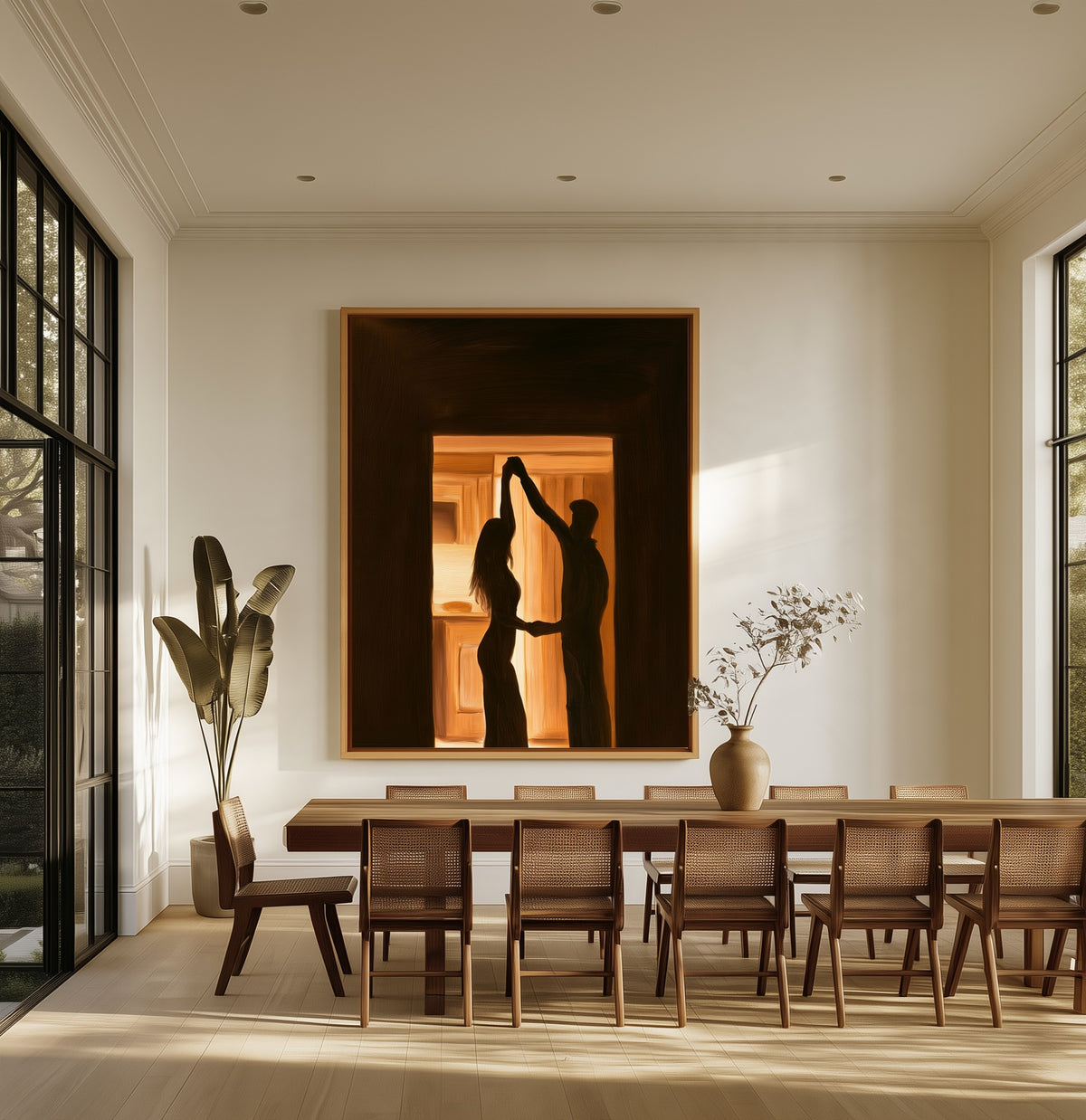 Kitchen Light canvas above an oak dining table