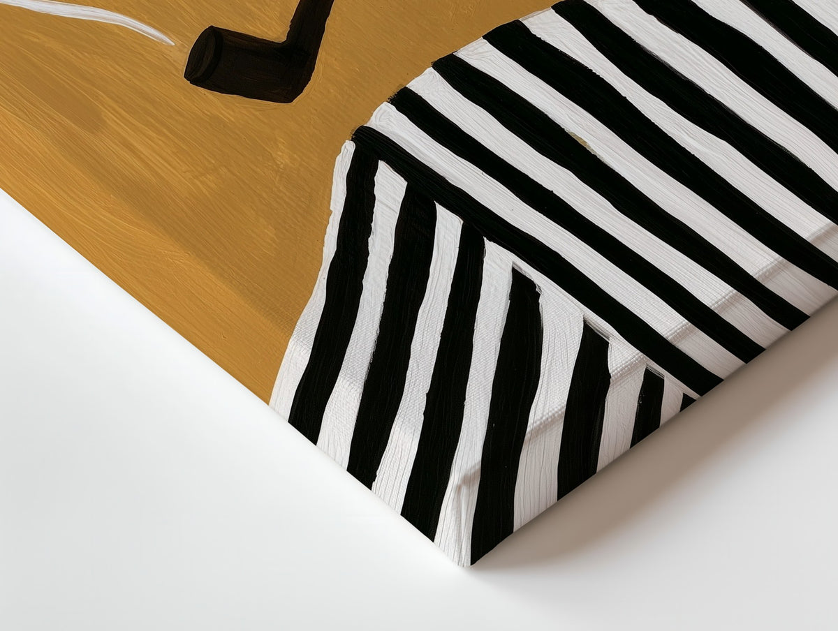 Close-up of the Man with a Pipe canvas: the texture and the image wrapping around the edge