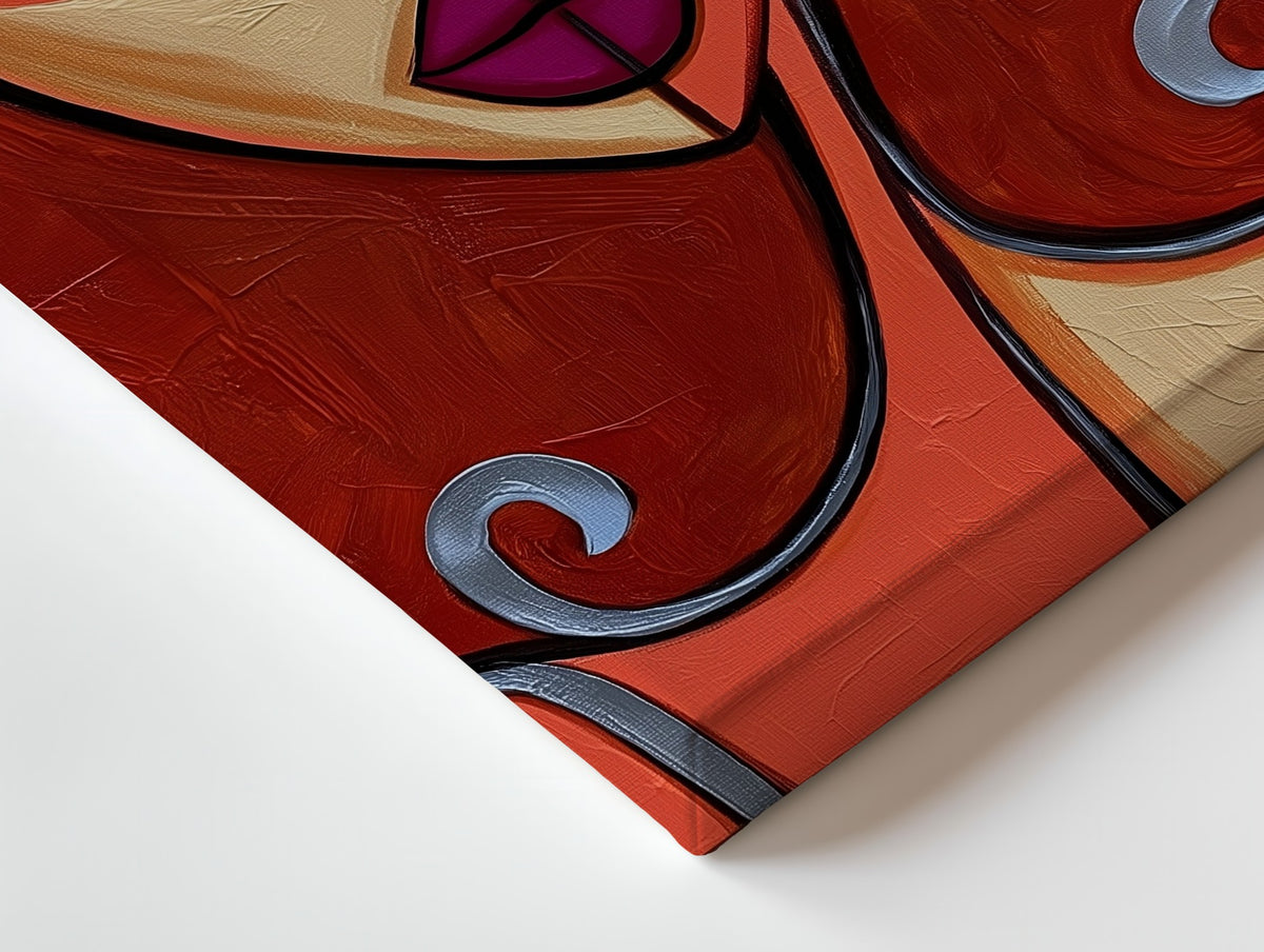 Close-up of the Cobalt Reverie canvas: the texture and the image wrapping around the edge