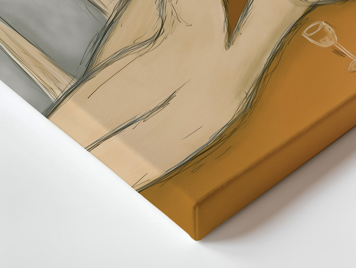 Close-up of the Reclining Figure with Palms canvas: the texture and the image wrapping around the edge