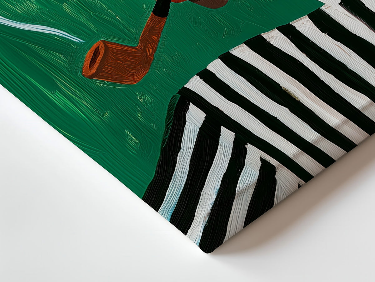 Close-up of the Slow Smoke canvas: the texture and the image wrapping around the edge