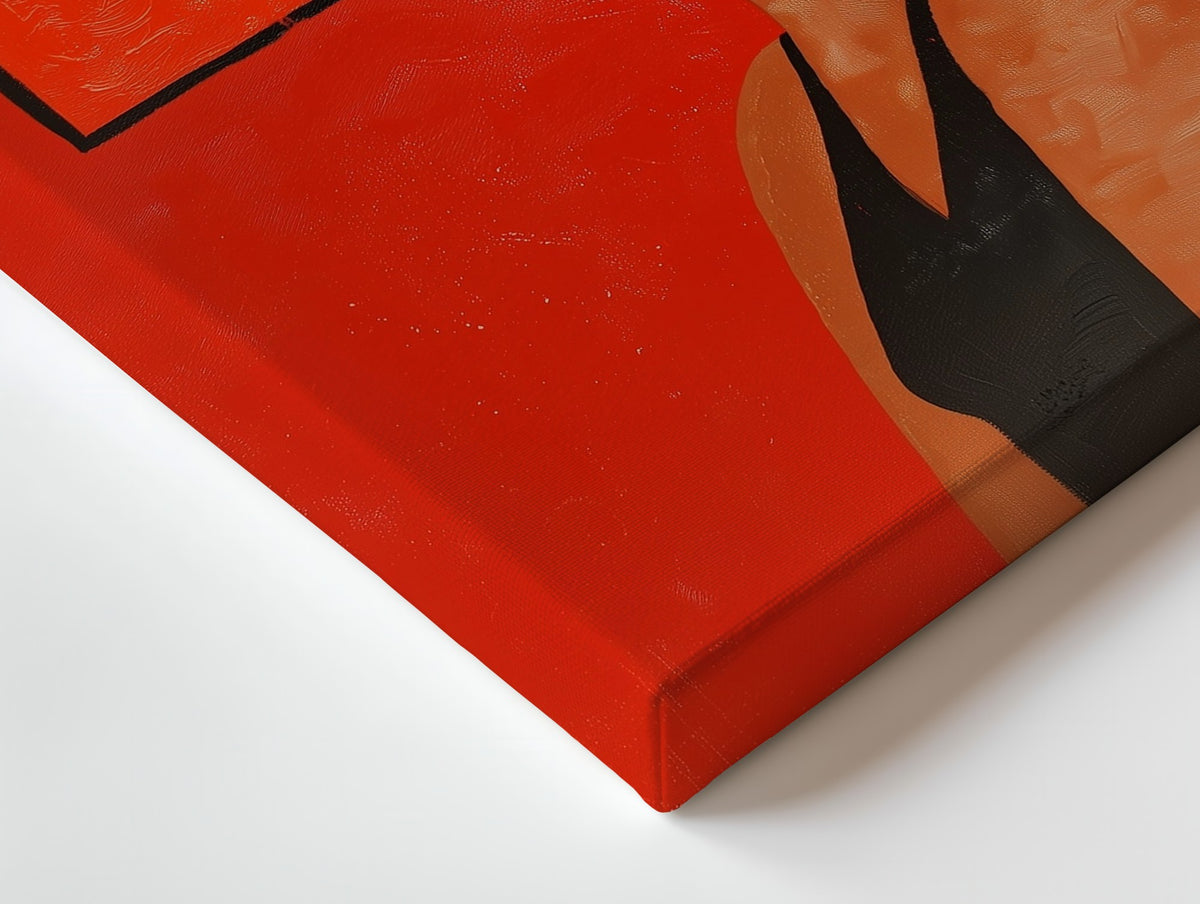Close-up of the Scarlet Focus canvas: the texture and the image wrapping around the edge