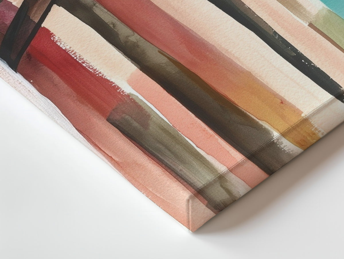 Close-up of the Shoulder to Shoulder canvas: the texture and the image wrapping around the edge