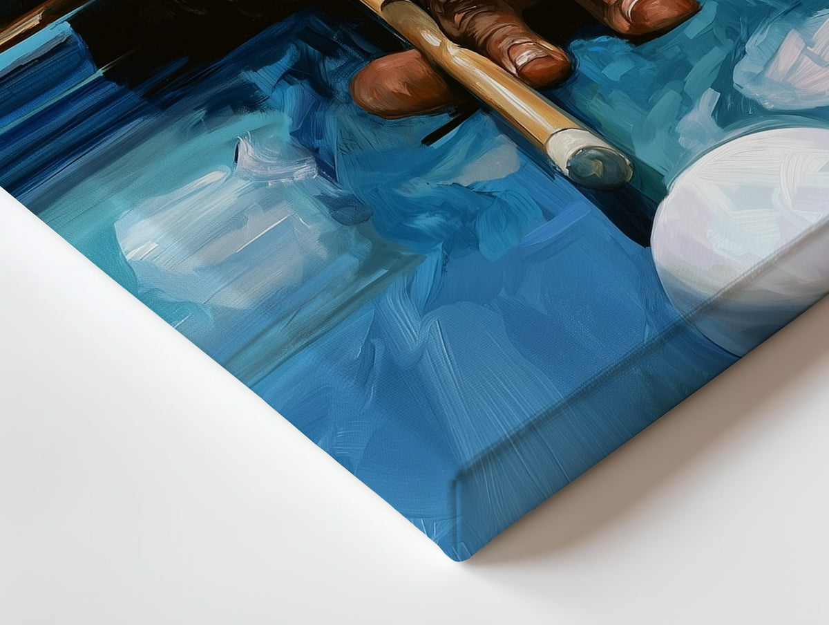 Close-up of the Last Shot at Midnight canvas: the texture and the image wrapping around the edge
