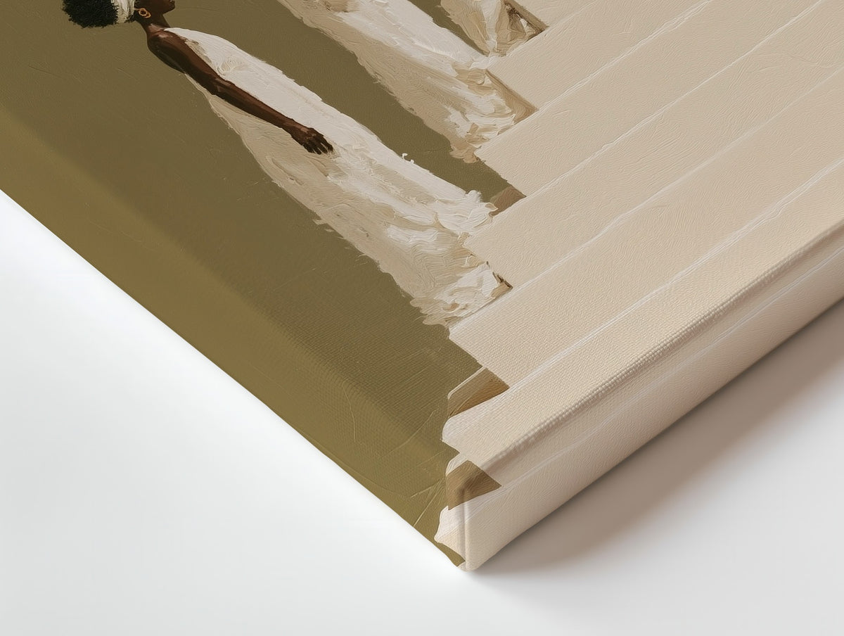 Close-up of the The Ascent canvas: the texture and the image wrapping around the edge