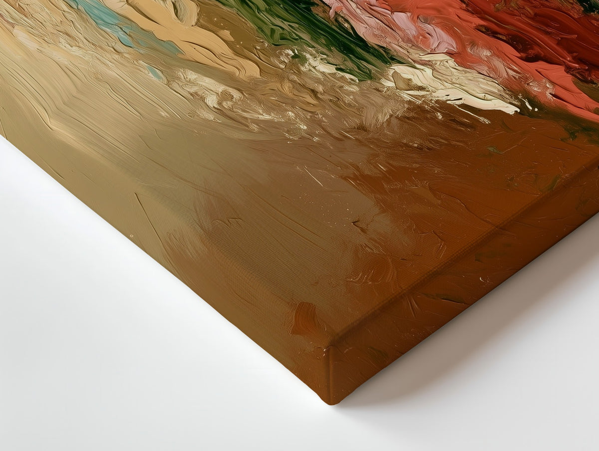 Close-up of the The Great Migration canvas: the texture and the image wrapping around the edge