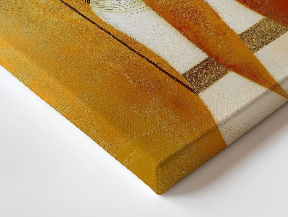 Close-up of the Twin Vigil canvas: the texture and the image wrapping around the edge