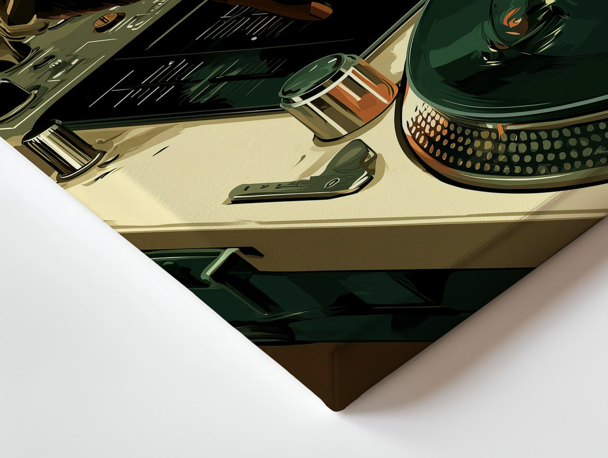 Close-up of the The Selector canvas: the texture and the image wrapping around the edge