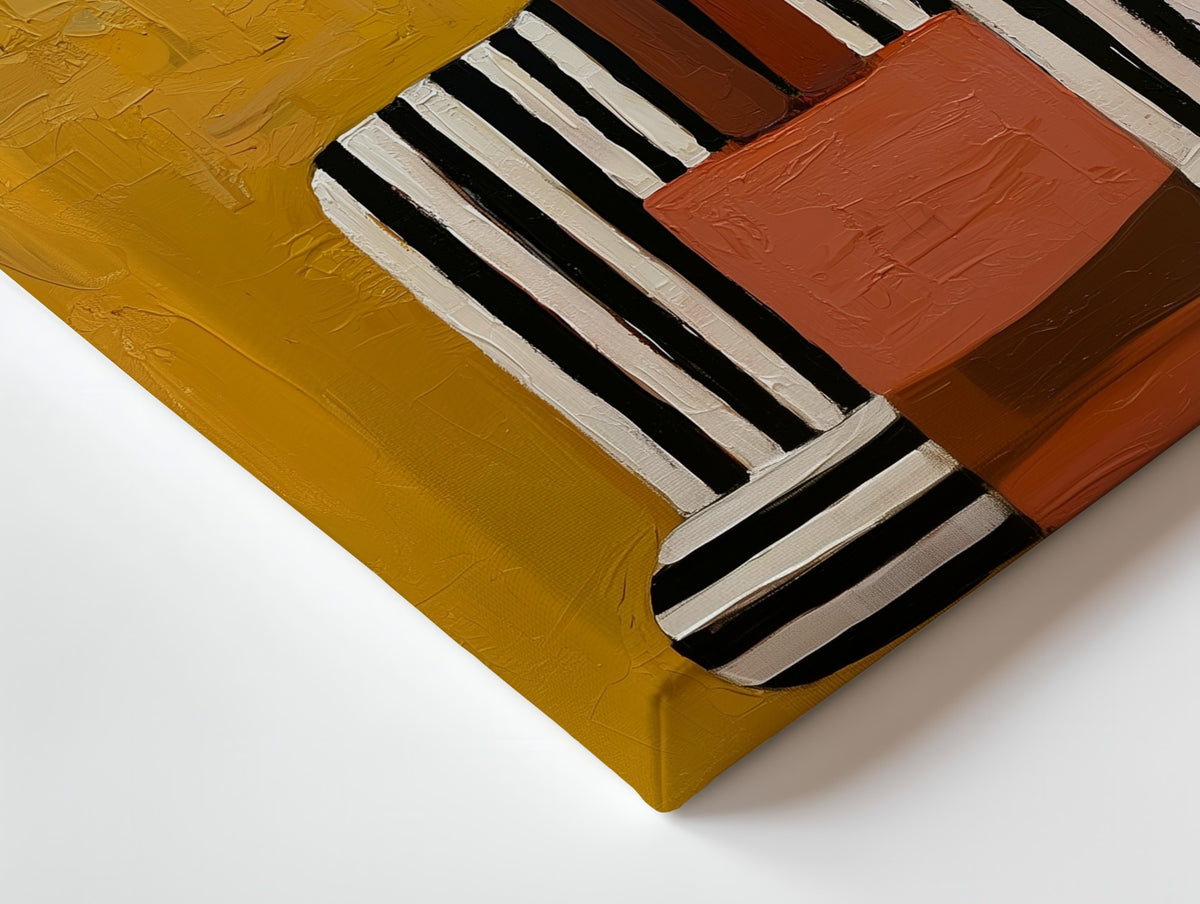 Close-up of the The Keeper canvas: the texture and the image wrapping around the edge