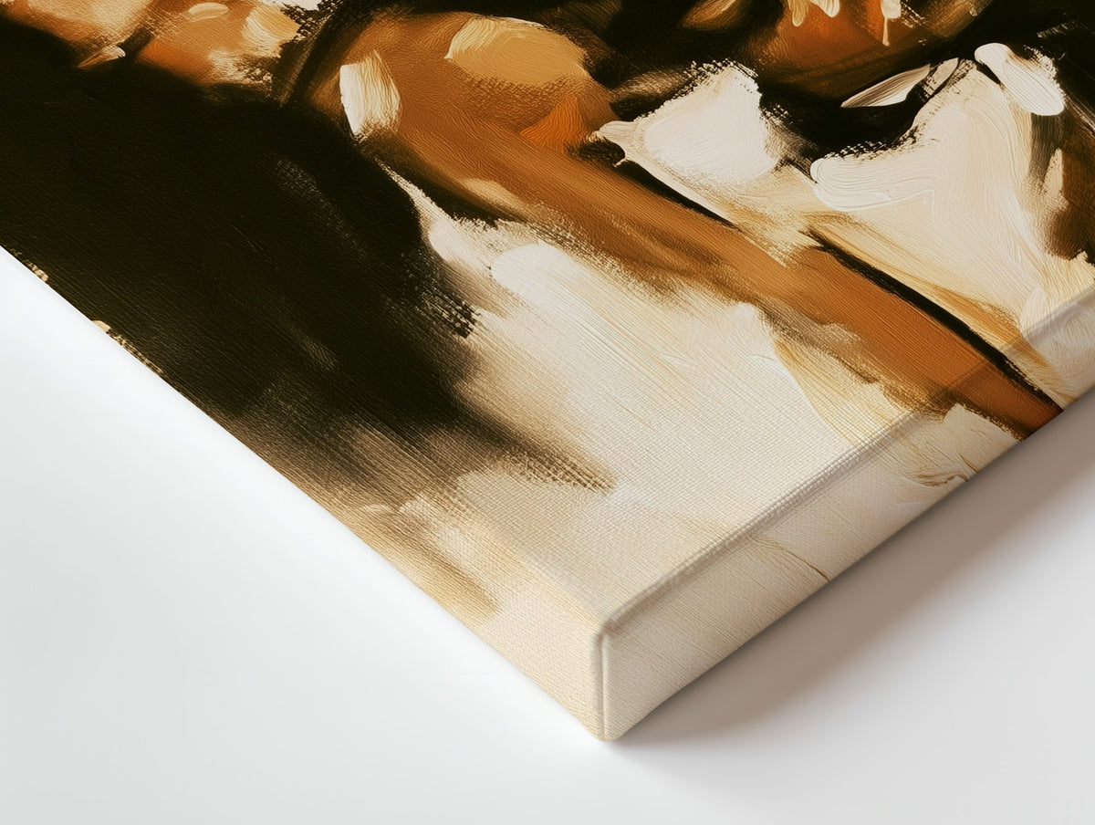 Close-up of the The Last Waltz canvas: the texture and the image wrapping around the edge