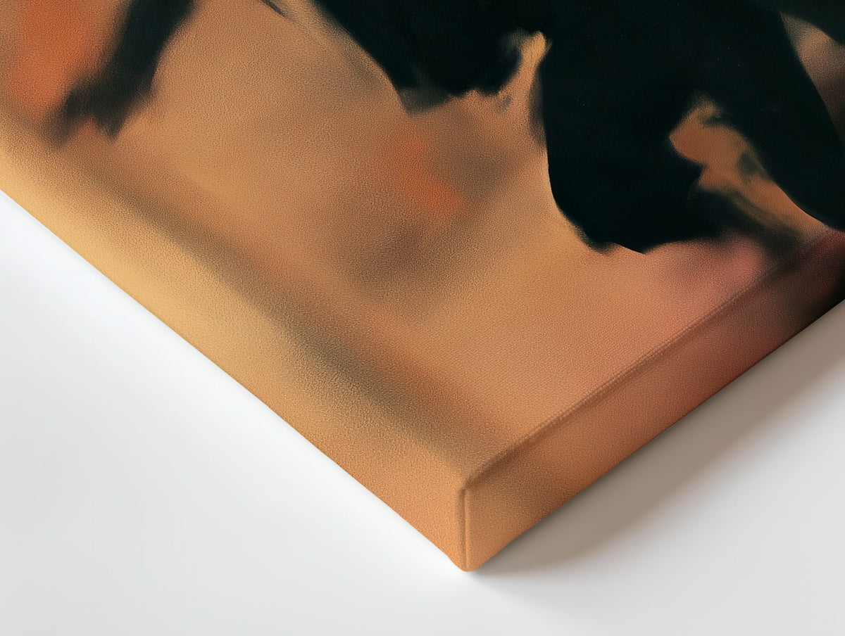 Close-up of the Dance in the Hall canvas: the texture and the image wrapping around the edge