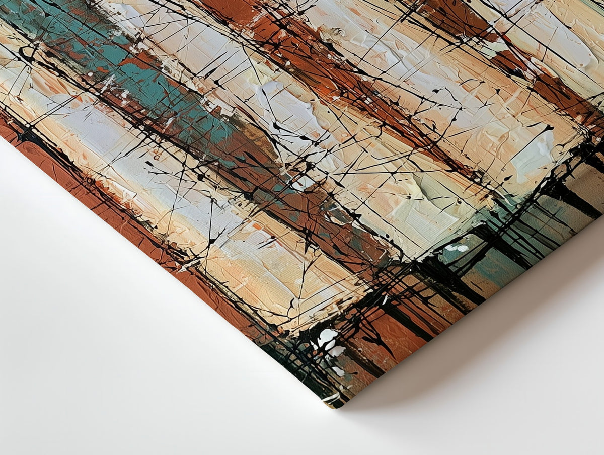 Close-up of the Standing Chorus canvas: the texture and the image wrapping around the edge