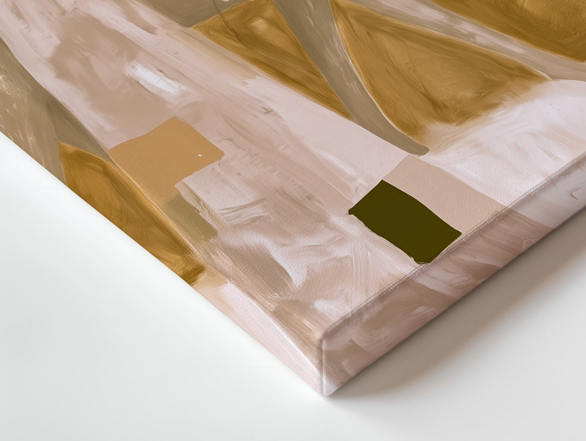 Close-up of the Ochre Distance canvas: the texture and the image wrapping around the edge