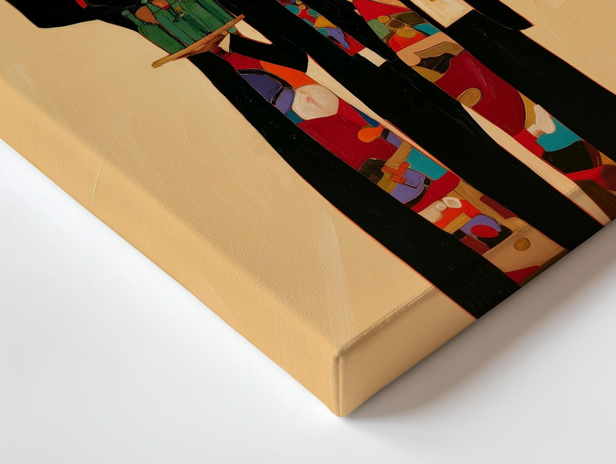 Close-up of the The Toast canvas: the texture and the image wrapping around the edge