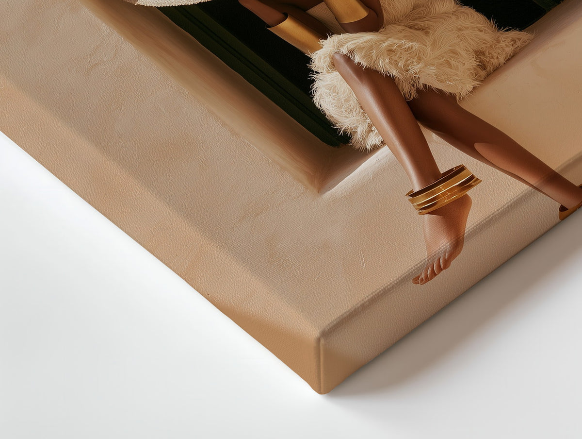 Close-up of the Warm Seclusion canvas: the texture and the image wrapping around the edge