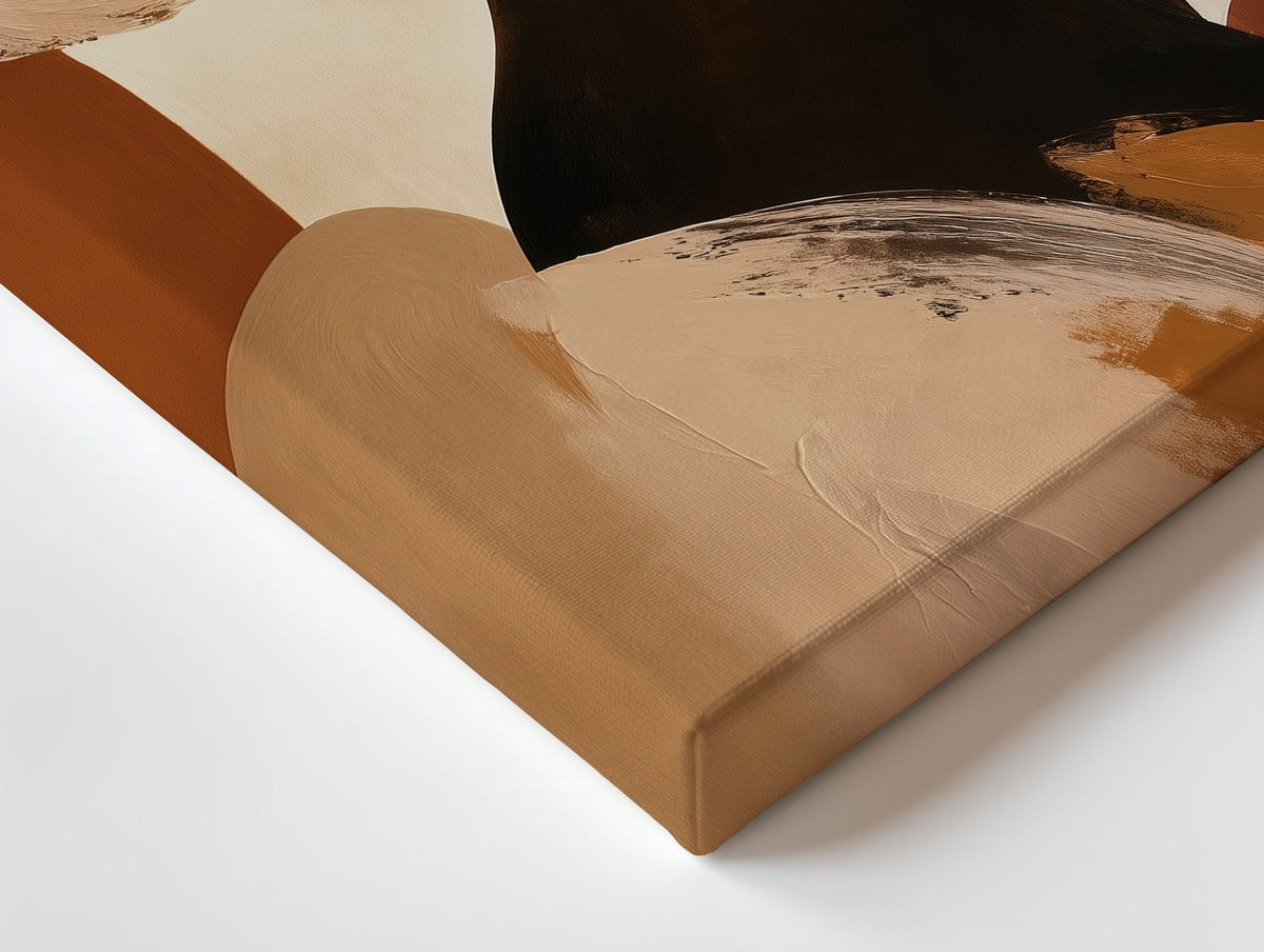 Close-up of the Sun Behind Her canvas: the texture and the image wrapping around the edge