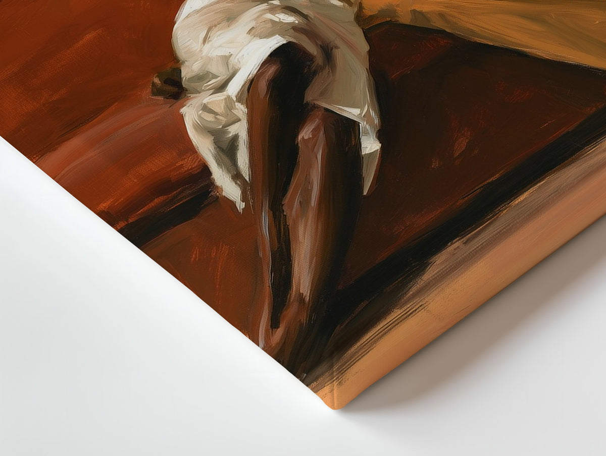 Close-up of the After Hours canvas: the texture and the image wrapping around the edge