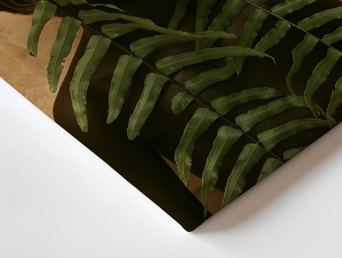 Close-up of the The Fern Garland canvas: the texture and the image wrapping around the edge