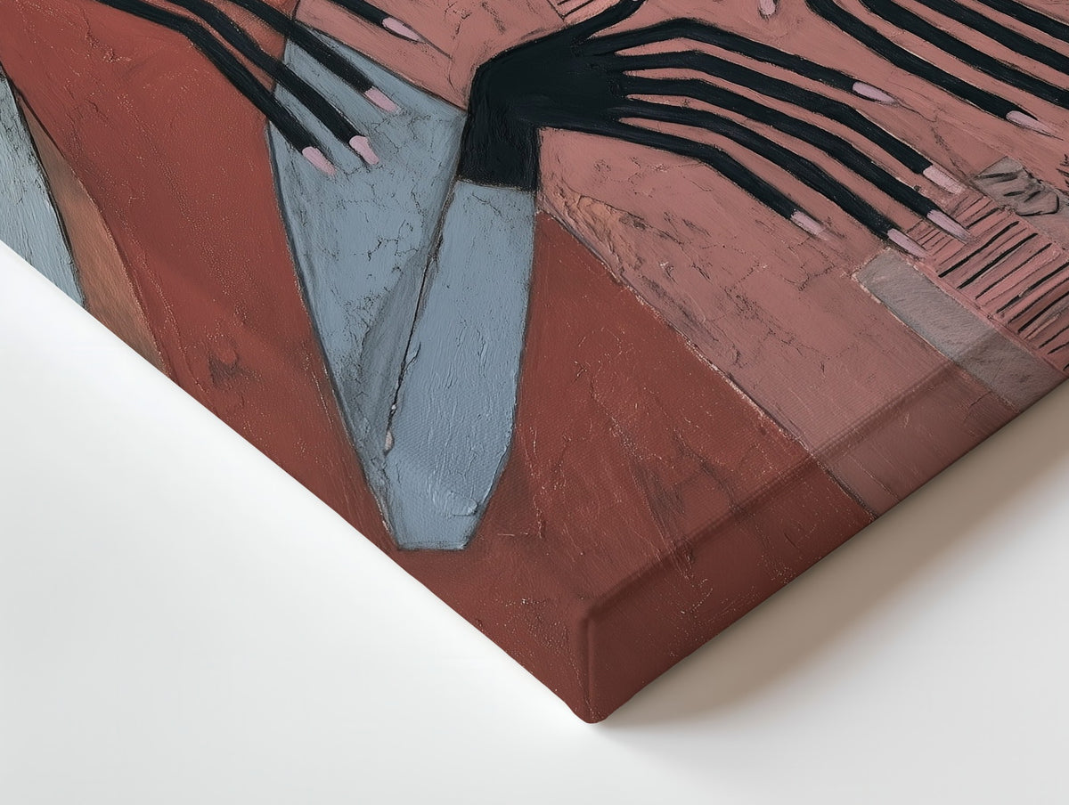 Close-up of the Close Counsel canvas: the texture and the image wrapping around the edge