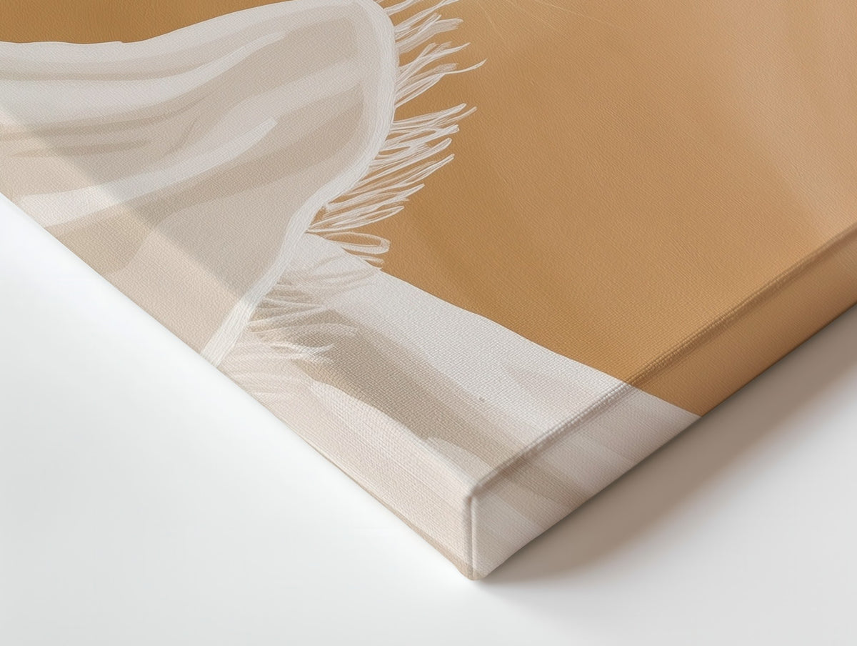 Close-up of the The Hem canvas: the texture and the image wrapping around the edge