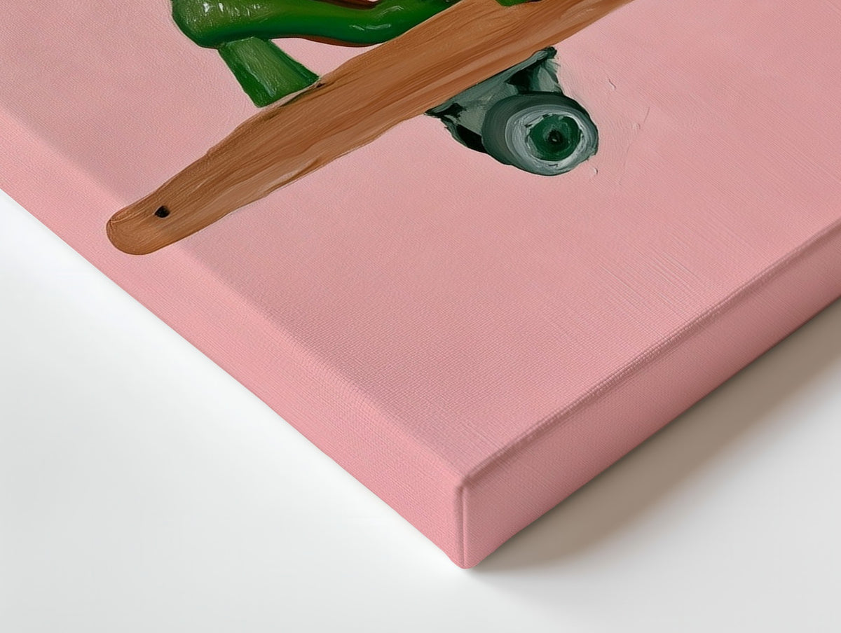Close-up of the Poise canvas: the texture and the image wrapping around the edge